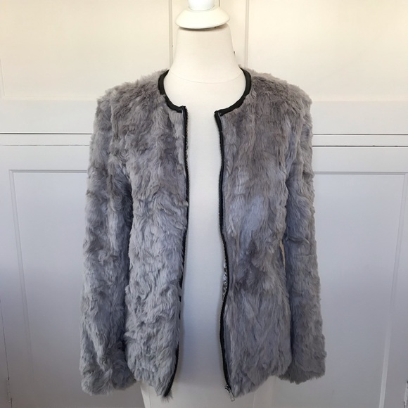 Divided Jackets & Blazers - H&M Gray Faux Fur Jacket Size 4
